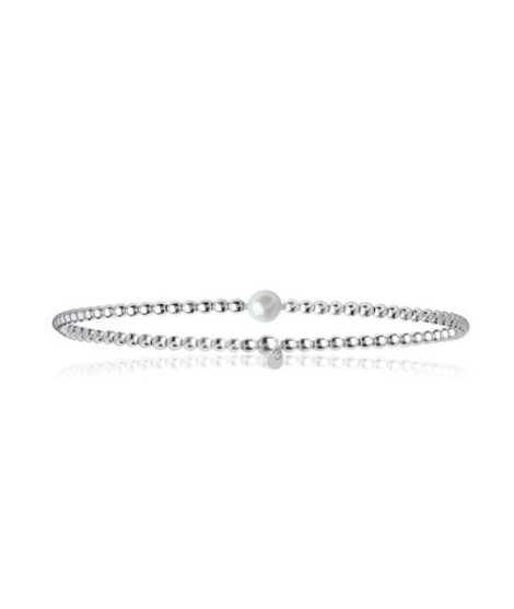 Bracelet élastique perles argent