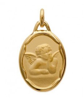 Pendentif Ange Ovale Plaqué or