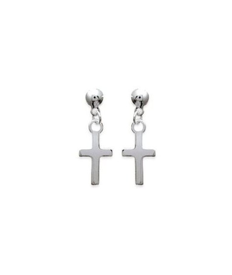 Boucles d'oreilles croix pendantes - Argent 925