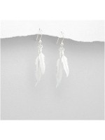 Boucles d'oreilles plumes indiennes argent