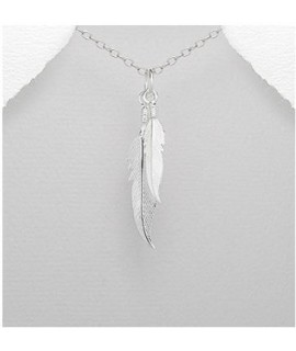 Pendentif 2 plumes argent