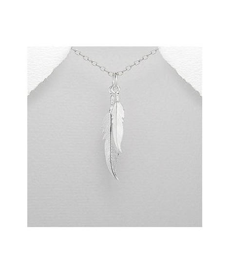 Pendentif 2 plumes argent