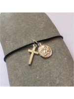 Bracelet Ange Croix Argent cordon