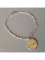 Bracelet Argent Médaille 15 mm Gravée