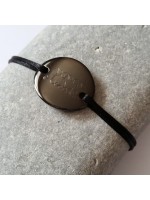 Bracelet galet noir acier personnalisé