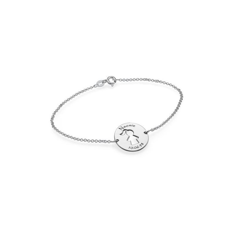 Bracelet fille ou garçon gravé argent , Meli Melow