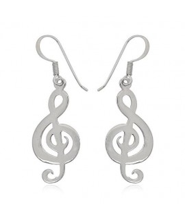 Boucles d'oreilles clé de sol argent