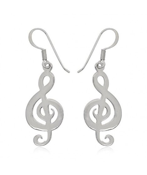 Boucles d'oreilles clé de sol argent