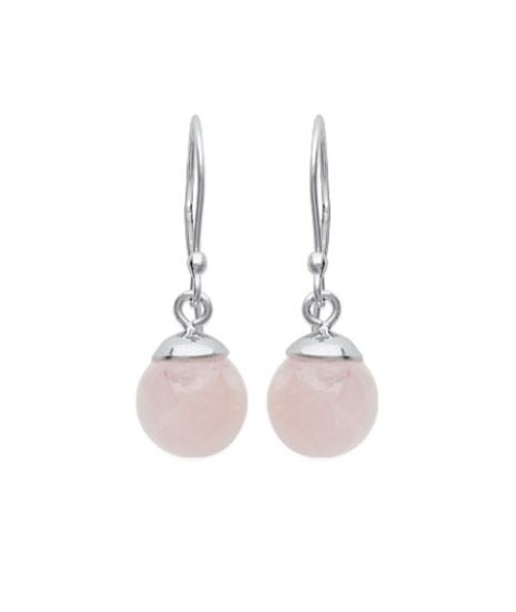 Boucles d'oreilles perles quartz rose