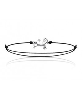 Bracelet cordon lézard argent