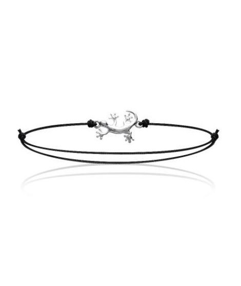 Bracelet cordon lézard argent