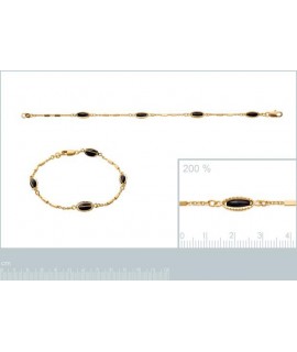 Bracelet plaqué or 4 pierres noires