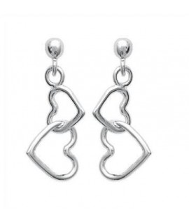 Boucles d'oreilles 2 coeurs argent