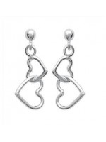 Boucles d'oreilles 2 coeurs argent