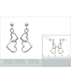 Boucles d'oreilles 2 coeurs argent