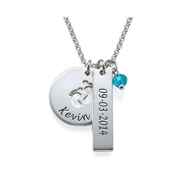 Collier Medaille Pieds De Bebe Argent Avec Gravure Meli Melow