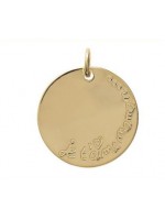 Pendentif médaille Je t'aime maman plaqué or