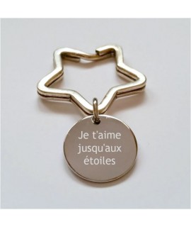 Porte-clé Etoile et Médaille gravée