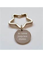 Porte-clé Etoile et Médaille gravée