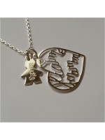 Collier enfant gravé et coeur "je t'aime maman"