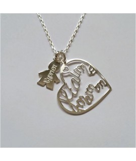 Collier enfant gravé et coeur "je t'aime maman"