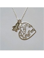 Collier enfant gravé et coeur "je t'aime maman"