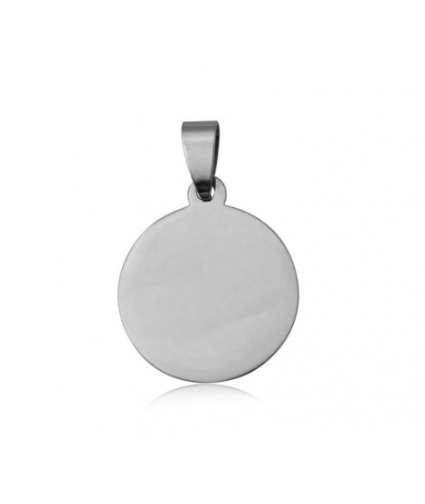 Pendentif médaille ronde acier 20 mm