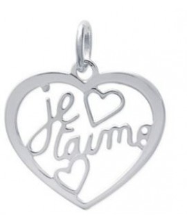 Pendentif coeur je t'aime argent