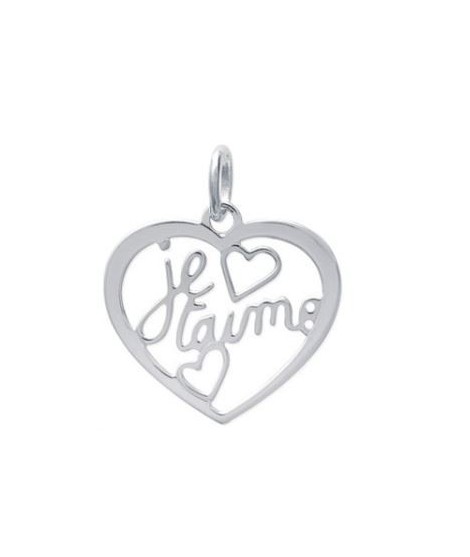 Pendentif coeur je t'aime argent