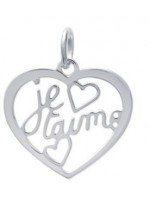 Pendentif coeur je t'aime argent