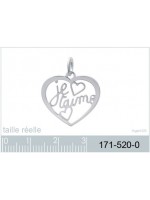 Pendentif coeur je t'aime argent