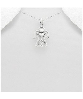 Pendentif ange et coeur en argent 15 x 27 mm