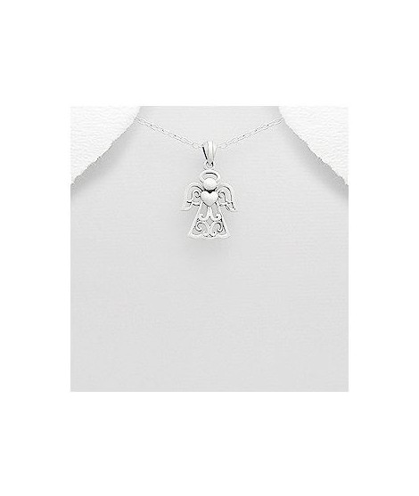 Pendentif ange et coeur en argent 15 x 27 mm