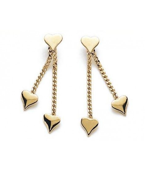 Boucles d'oreilles pendantes 3 coeurs