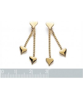 Boucles d'oreilles pendantes 3 coeurs