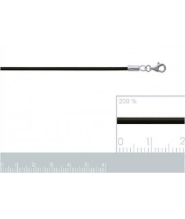 Cordon collier 45 cm noir avec fermoir en argent