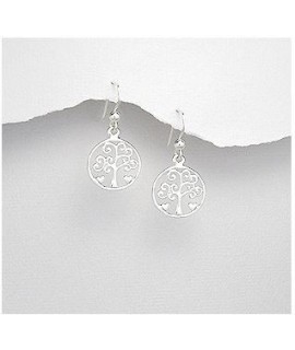 Boucles d'oreilles arbre de vie coeurs