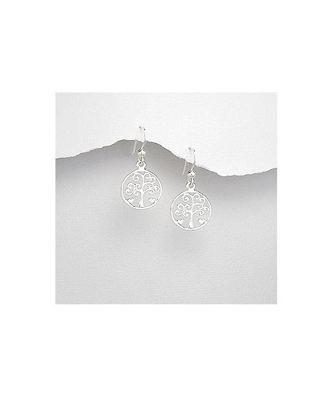 Boucles d'oreilles arbre de vie coeurs