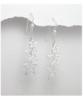 Boucles d'oreilles 3 étoiles argent