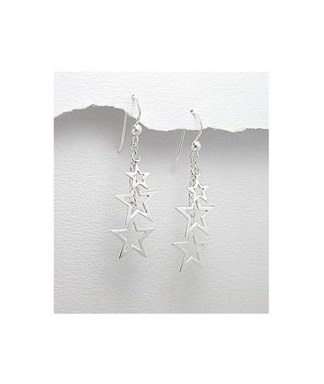 Boucles d'oreilles 3 étoiles argent