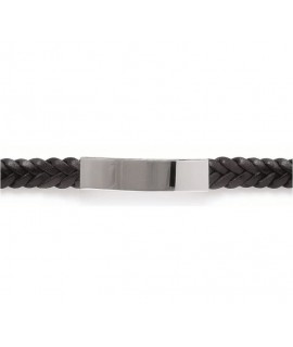 Bracelet Max Gravé Cuir Acier