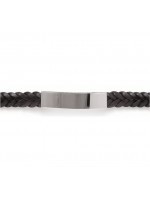 Bracelet Max Gravé Cuir Acier