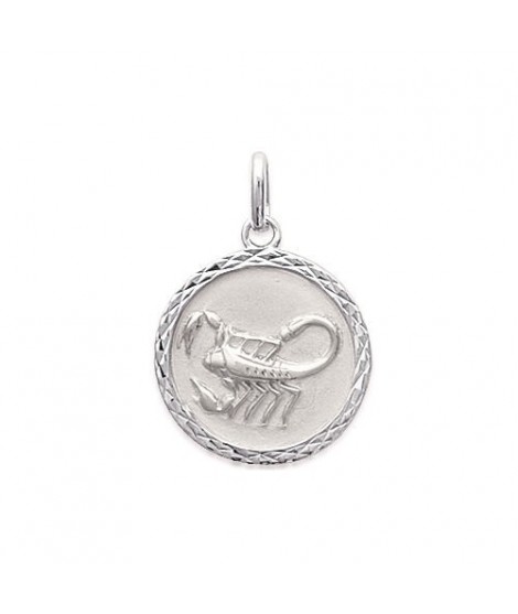 charms argentée médaille argentée zodiaque scorpion diamètre 20 mm 