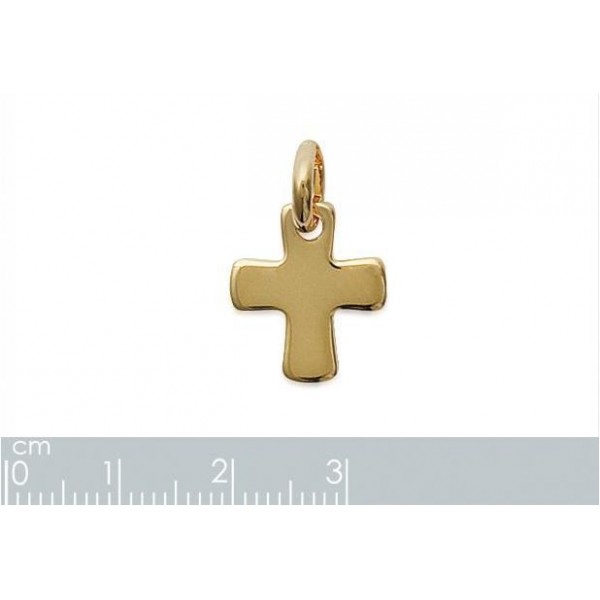 Pendentif Petite Croix Avec Christ En Plaqué Or 18 Carats - Bijou Mixte, Neuf Avec étiquettes