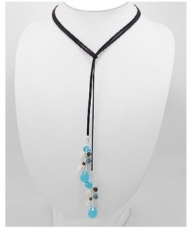 Collier sautoir perles bleues