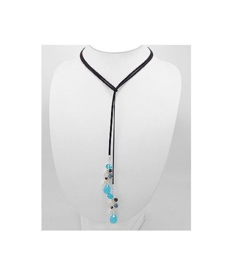 Collier sautoir perles bleues