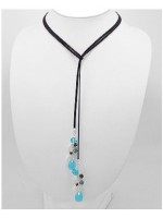 Collier sautoir perles bleues