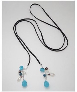 Collier sautoir perles bleues