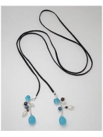 Collier sautoir perles bleues