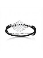 Bracelet arabesque cuir et acier